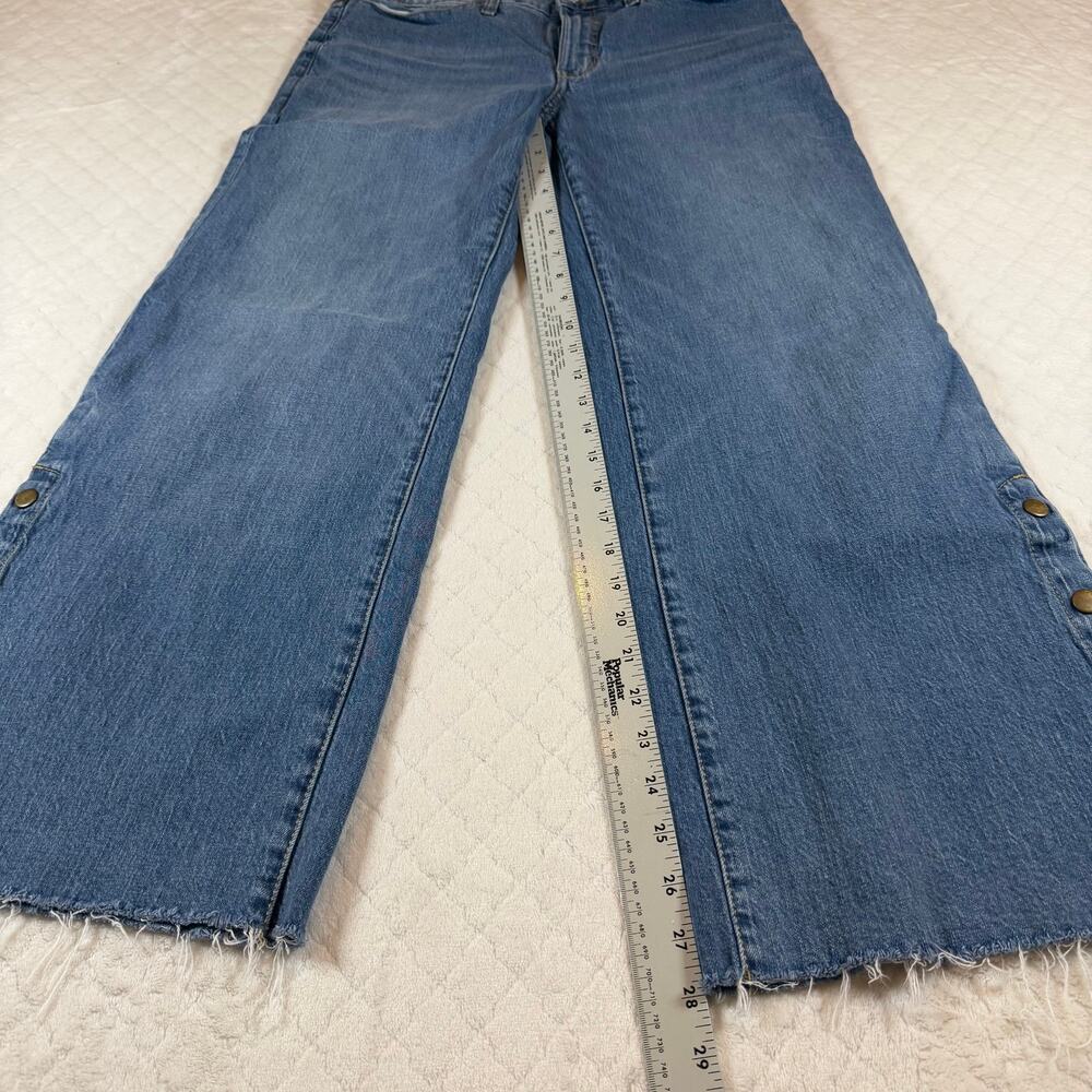 Anthropologie Pilcro Skater Low-Rise Wide-Leg Jeans snap cuffs raw hem size 30 - Picture 3 of 12
